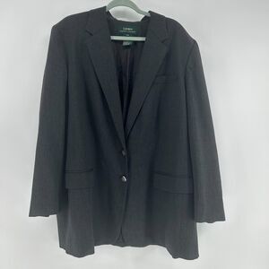 Lauren Ralph Lauren Wool Blend Blazer Suit Jacket Women's 22W Grey Equestrian